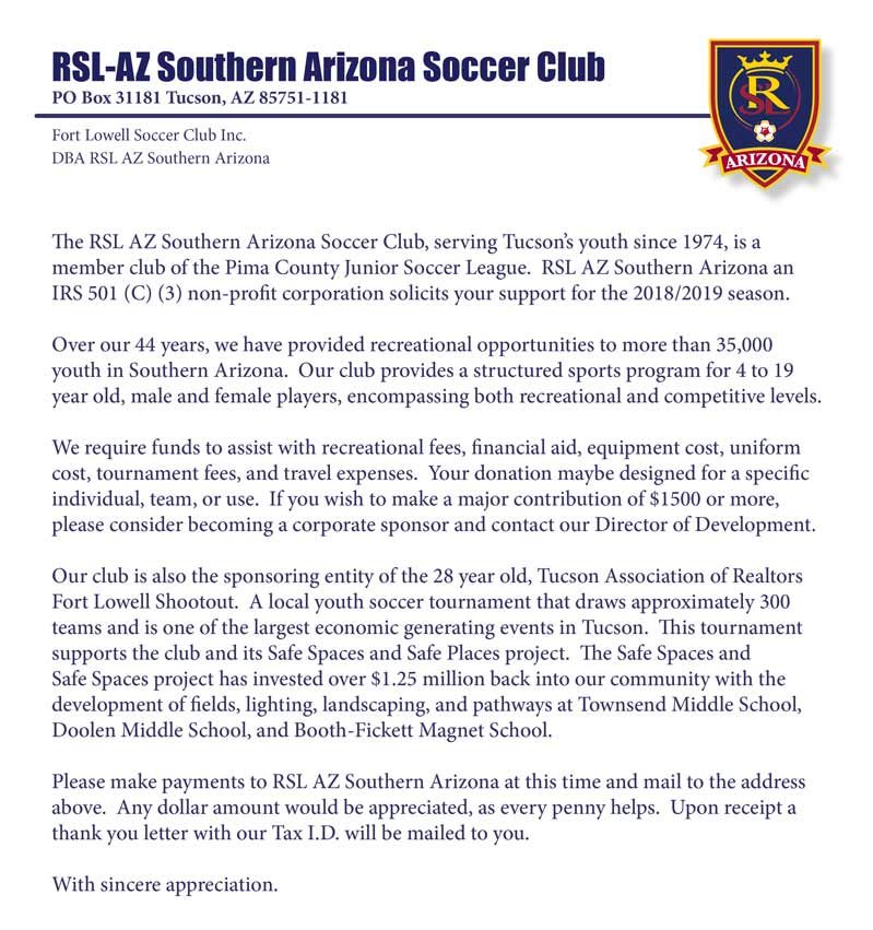 Youth Rec Soccer League Payment - Arizona Sports League