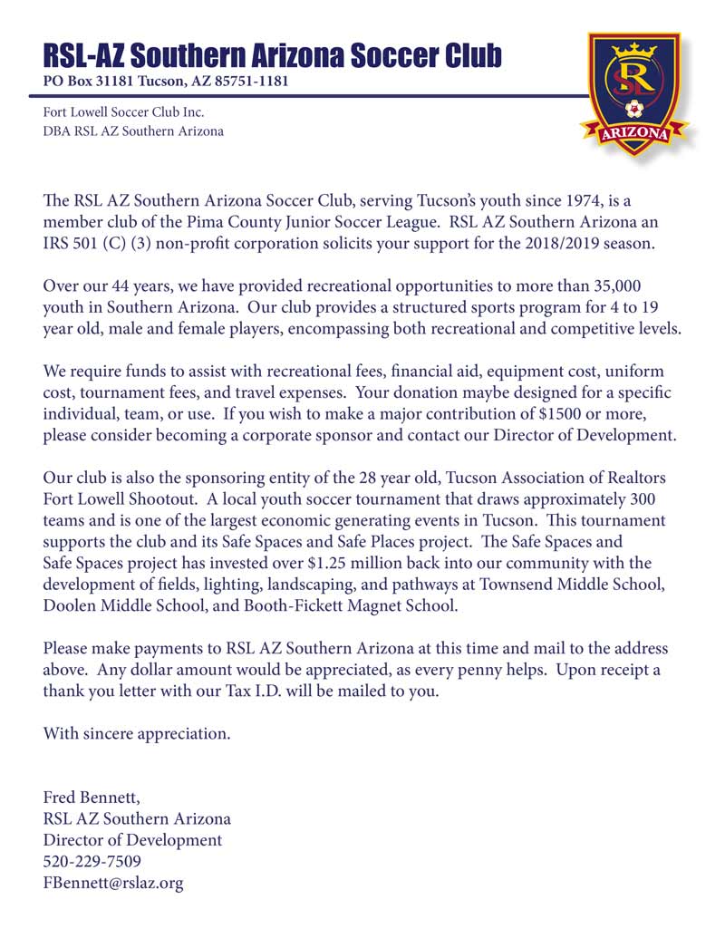 Sponsorship Opportunities | RSL-AZ Southern Arizona